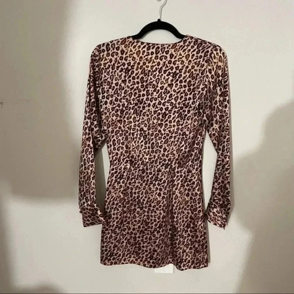 🍁 Zara satin effect leopard print mini dress Small 9136/561 - Picture 7 of 9
